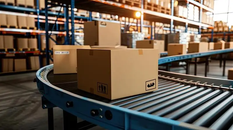 line-cardboard-boxes-moves-along-conveyor-belt-warehouse-setting-1